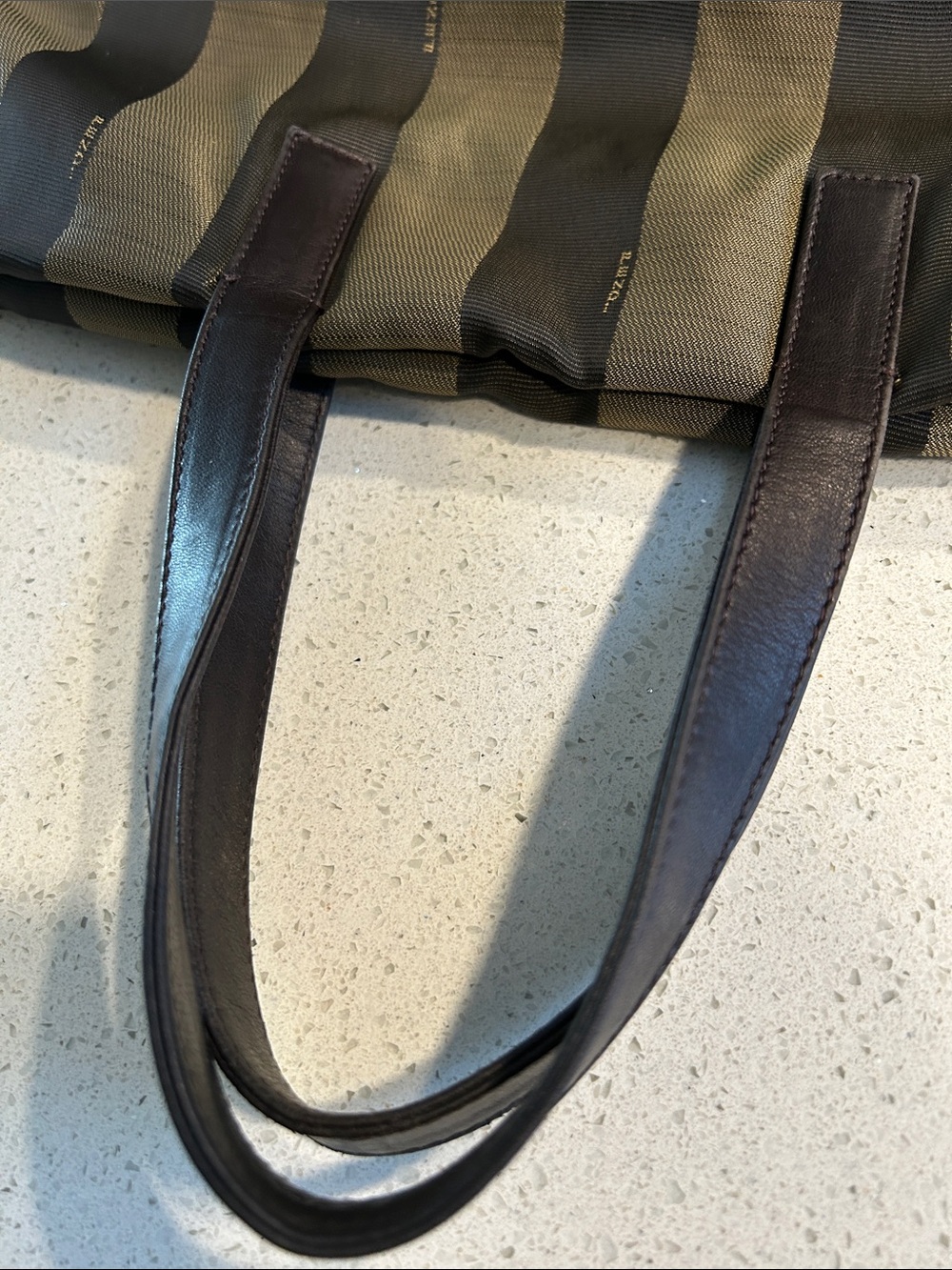 Fendi Pequin Foldable Tote | w/ Insert| Zip Top | Classic Stripe - Picture 7 of 16